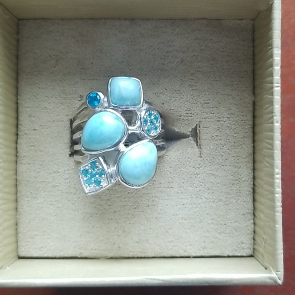 Larimar & Neon Apatite ring NWT - Picture 6 of 7
